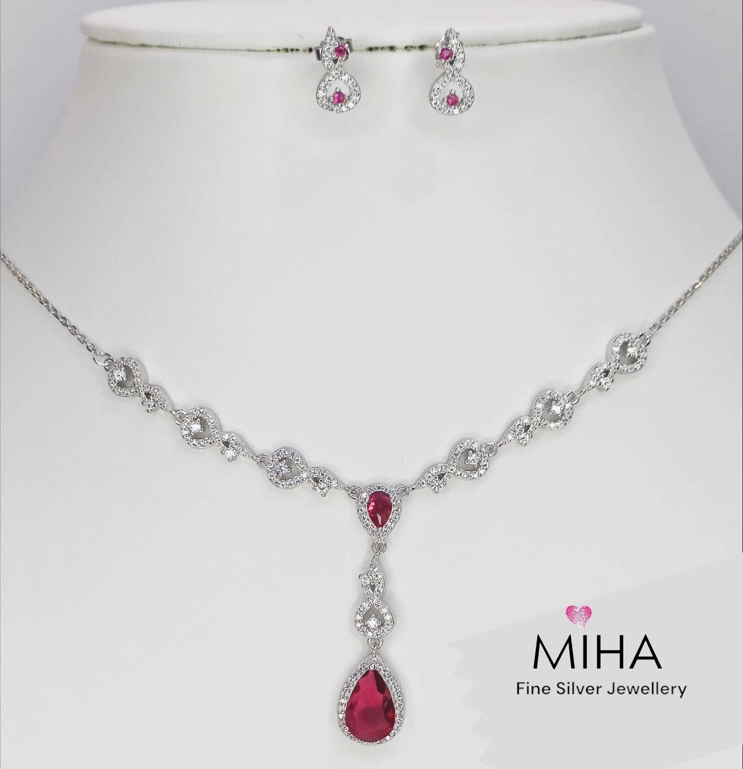 red ruby princess necklace set