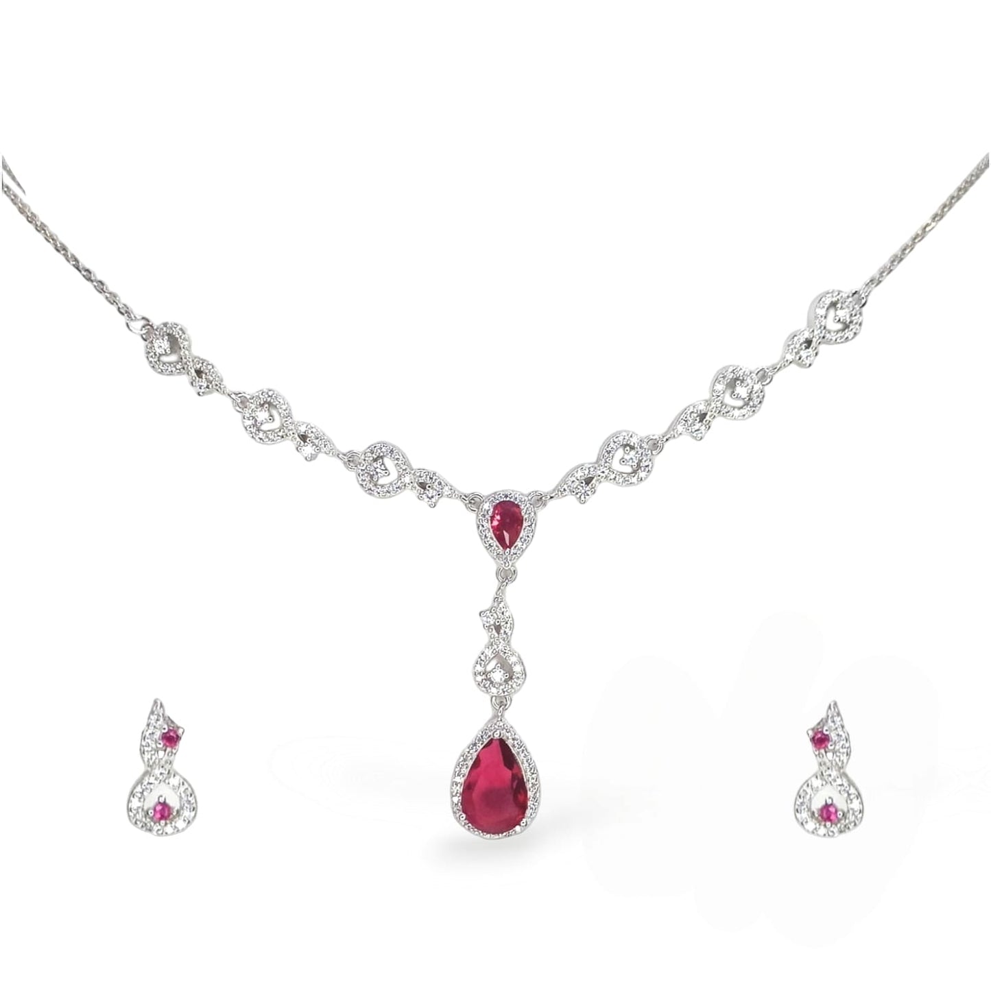red ruby princess necklace set
