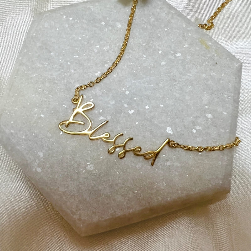 Blessed Engraved Silver Necklace