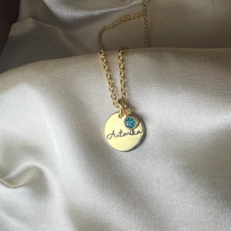 Personalized Birthstone Name Silver Necklace