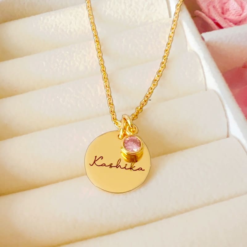 Personalized Birthstone Name Silver Necklace
