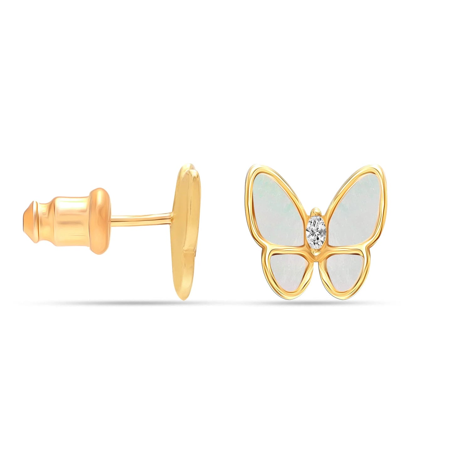 Butterfly 18k gold plated stud earrings