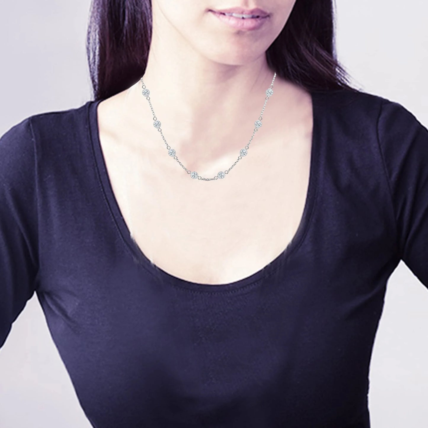 Sparkling Zircon Bezel Connector Necklace