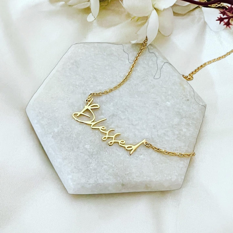 Blessed Engraved Silver Necklace