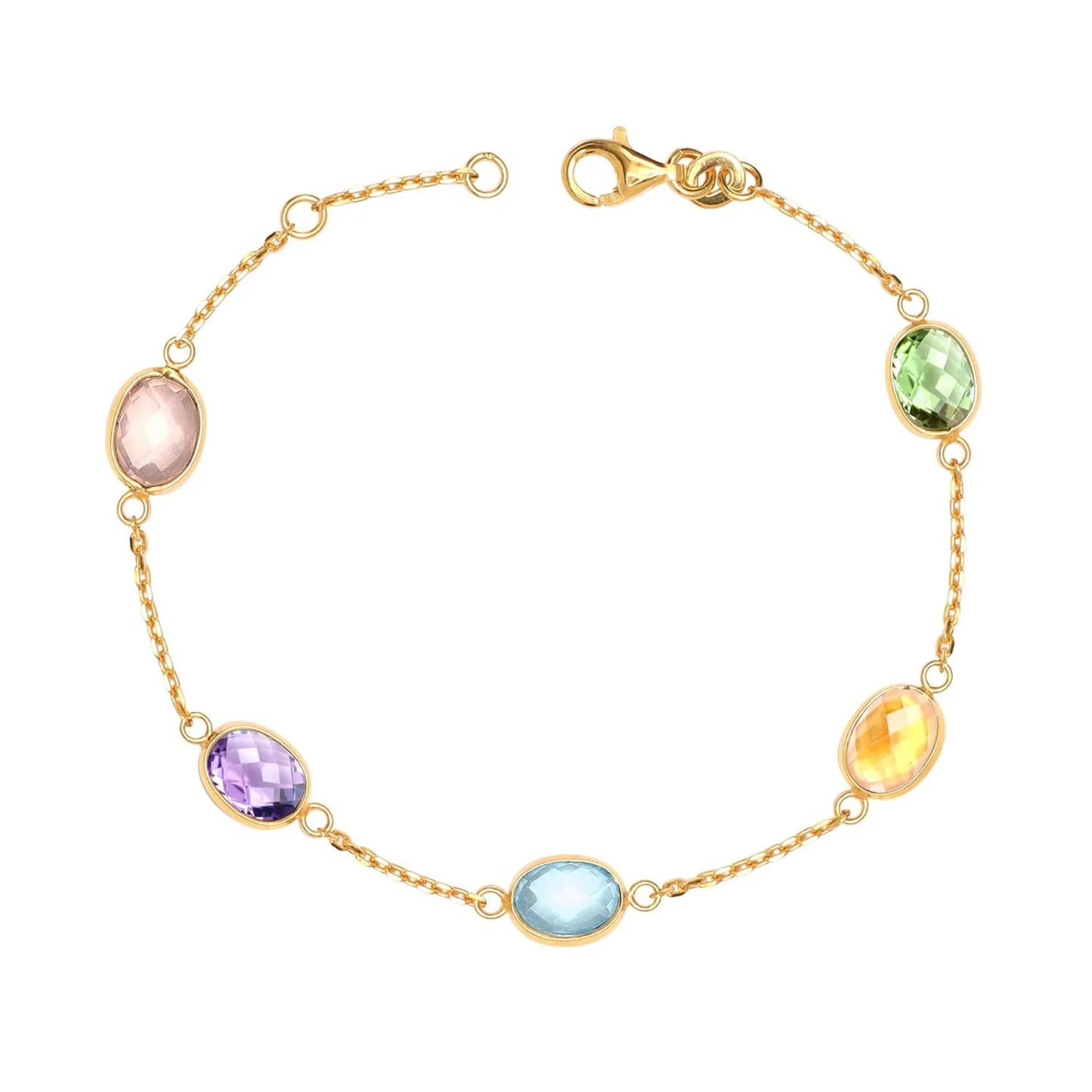 Multi Gemstone 18K Gold Plated Bracelet