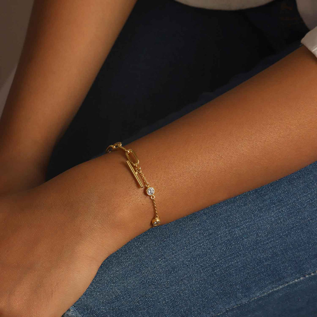 Dual Chain T lock Bracelet