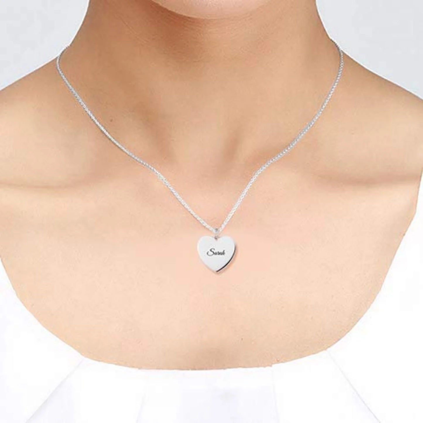 Personalised Heart charm name necklace