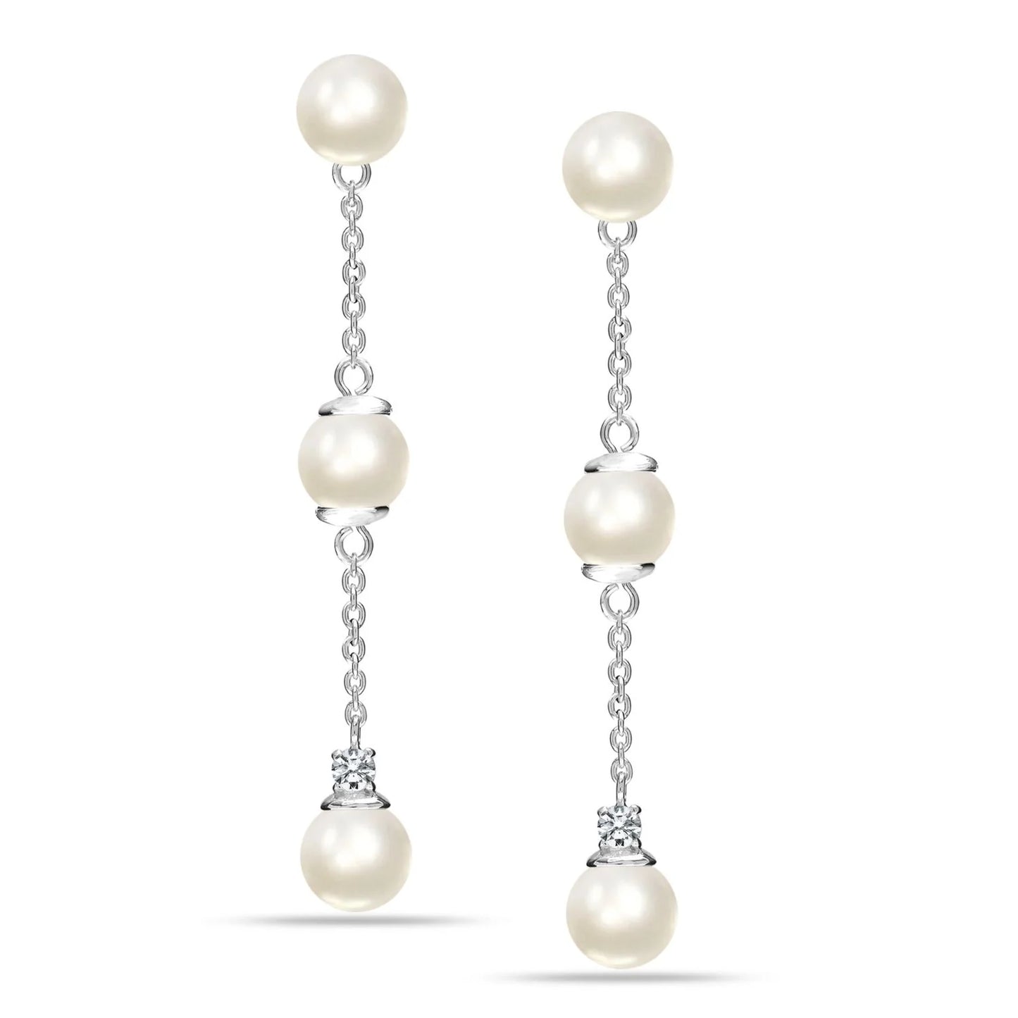 Triple Pearl Dangle Earrings