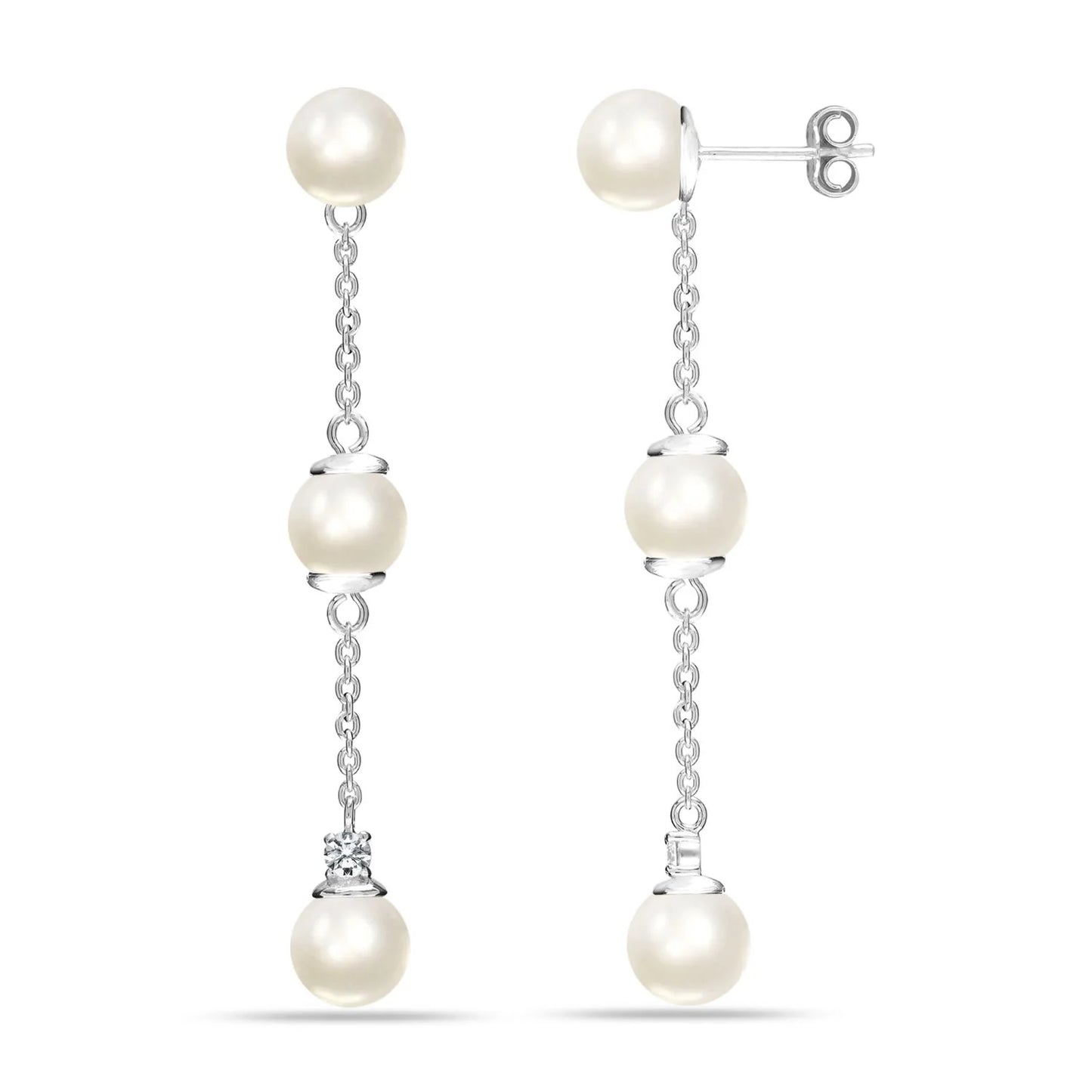 Triple Pearl Dangle Earrings