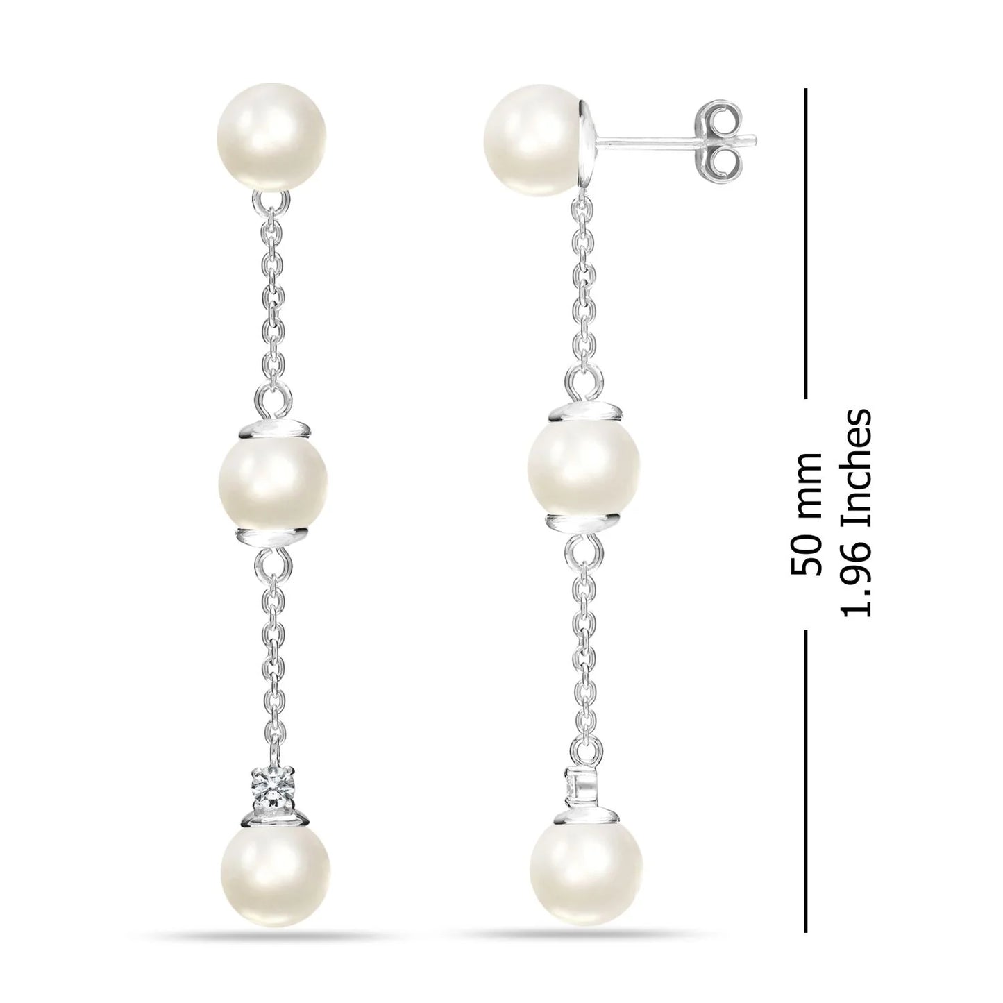 Triple Pearl Dangle Earrings