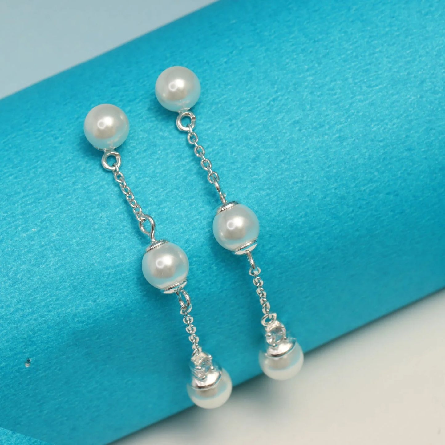 Triple Pearl Dangle Earrings