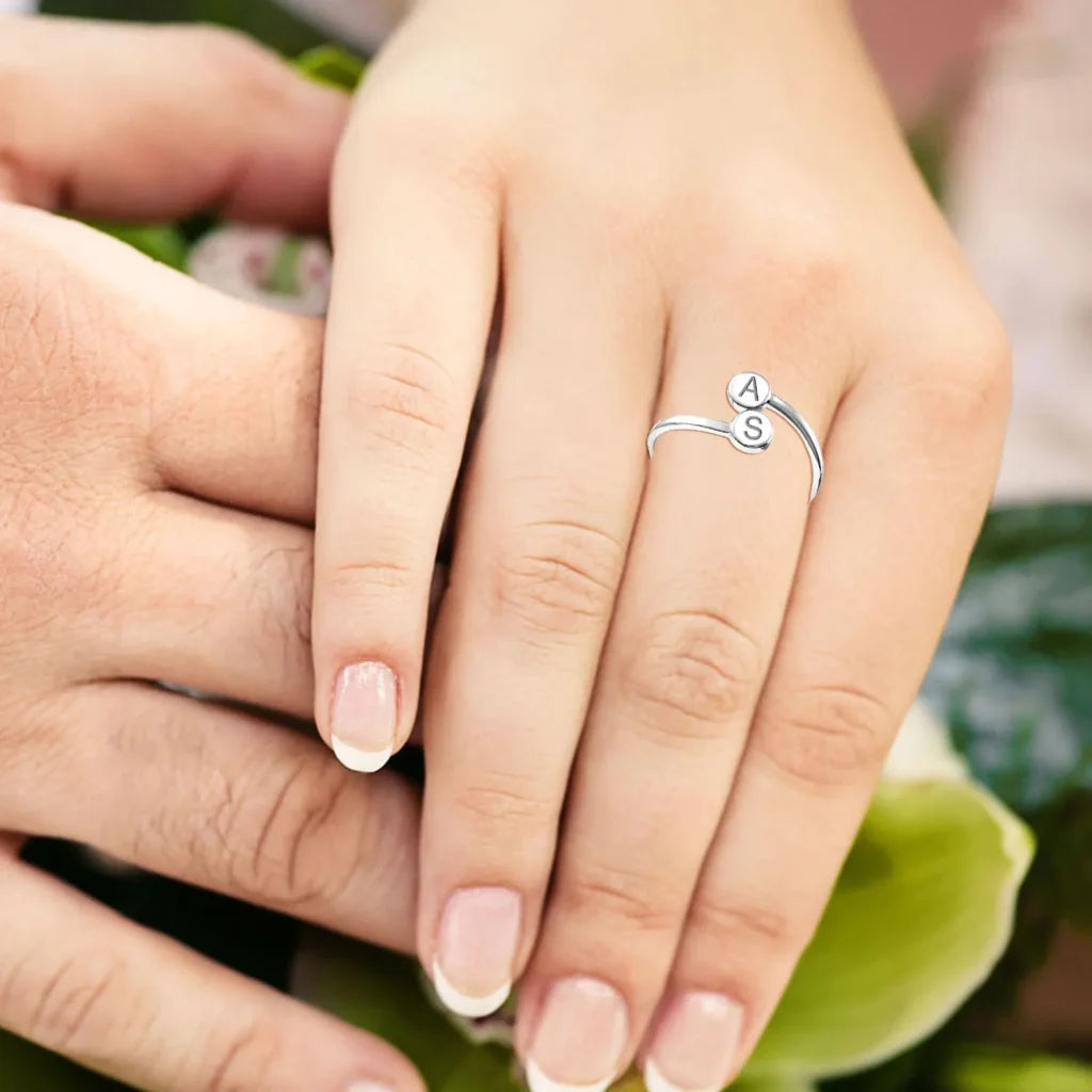 Personalised Double Disc Couple Initial Ring