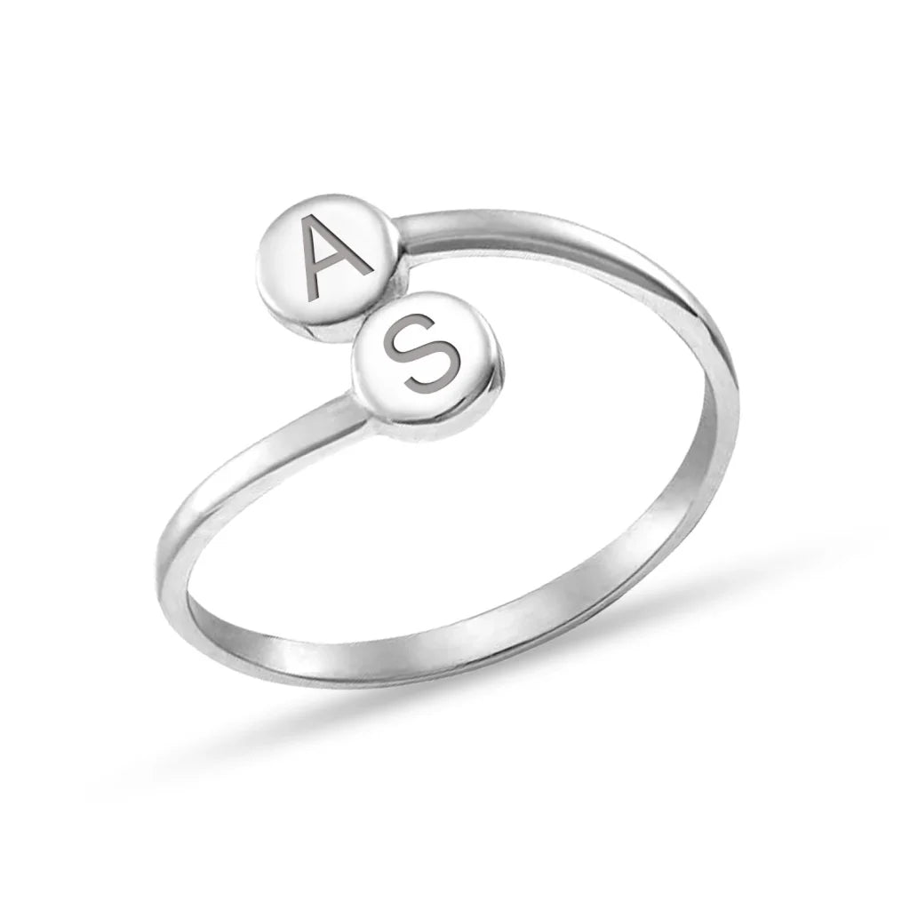 Personalised Double Disc Couple Initial Ring