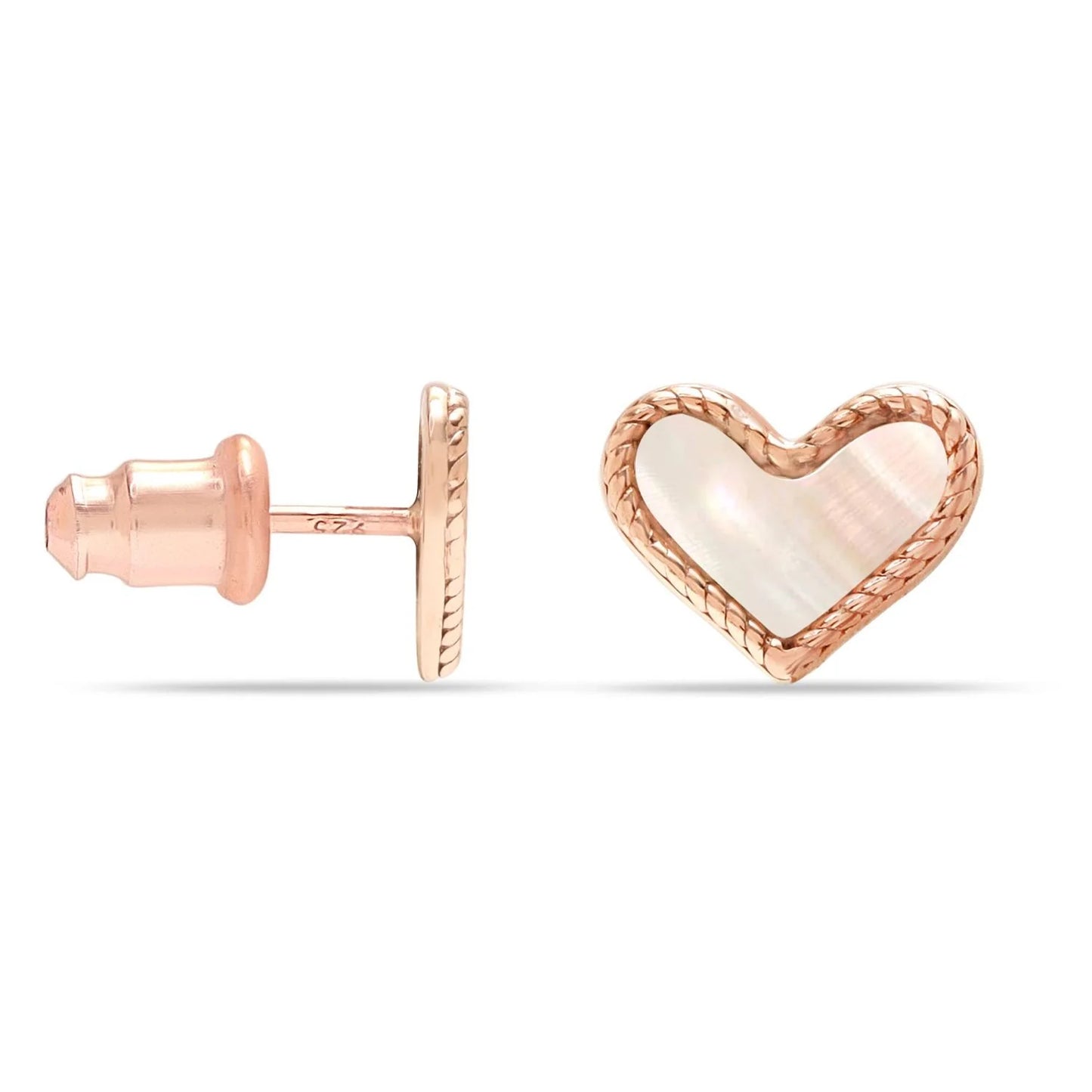 Heart rosegold plated stud earrings