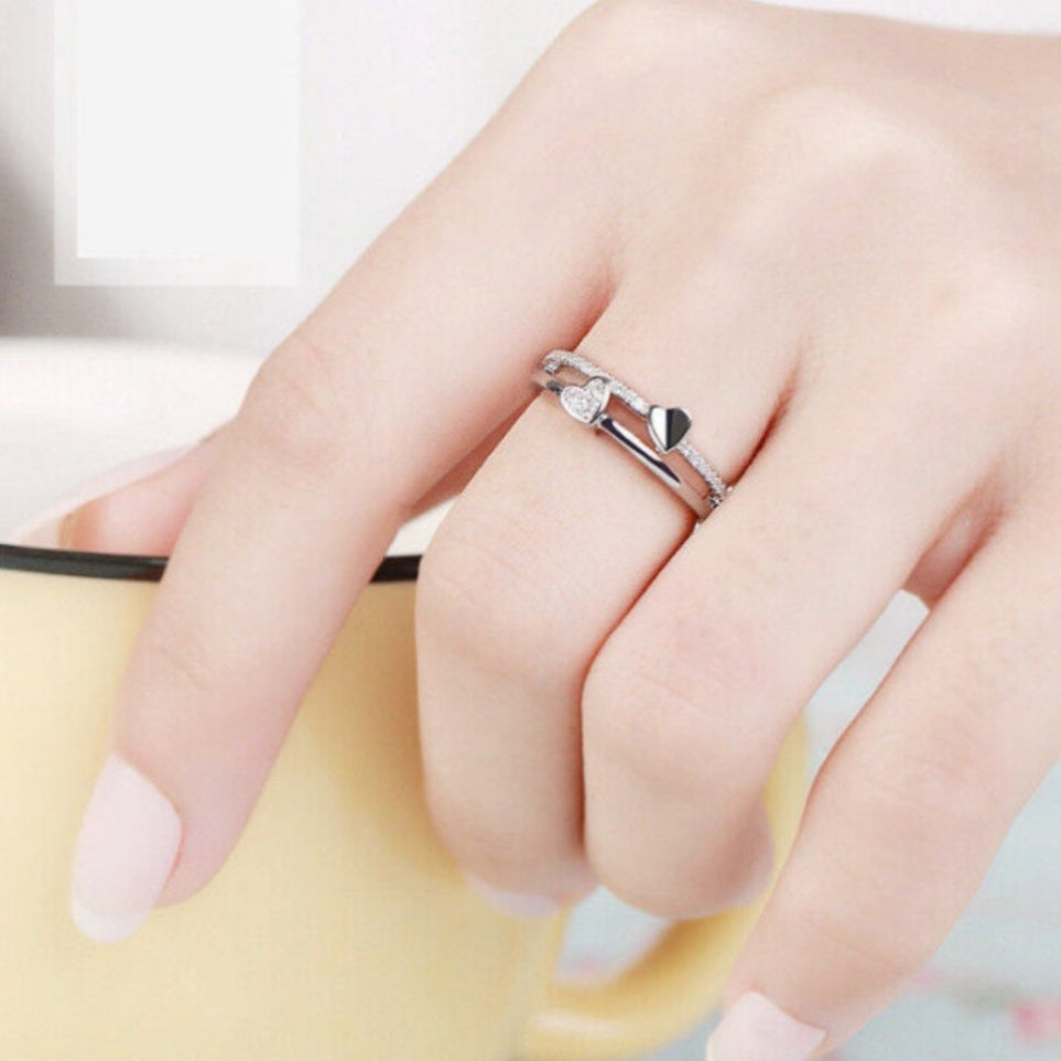 Dual layered heart ring
