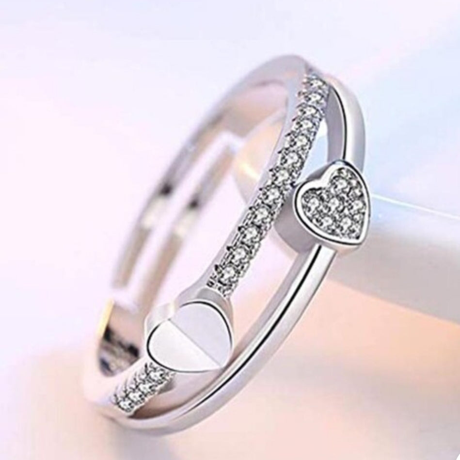 Dual layered heart ring