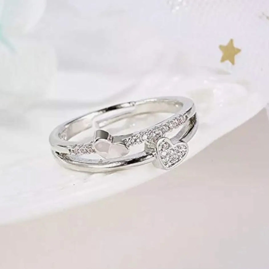 Dual layered heart ring