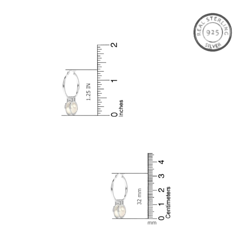 Pearl Drop Minimal Hoops Earrings