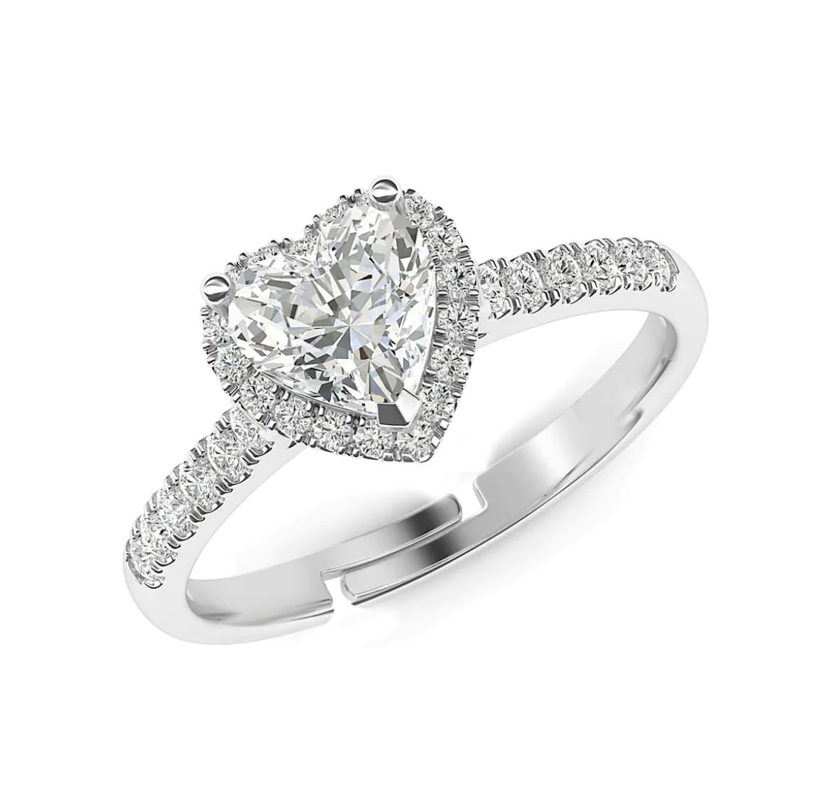 Silver valentine halo heart ring