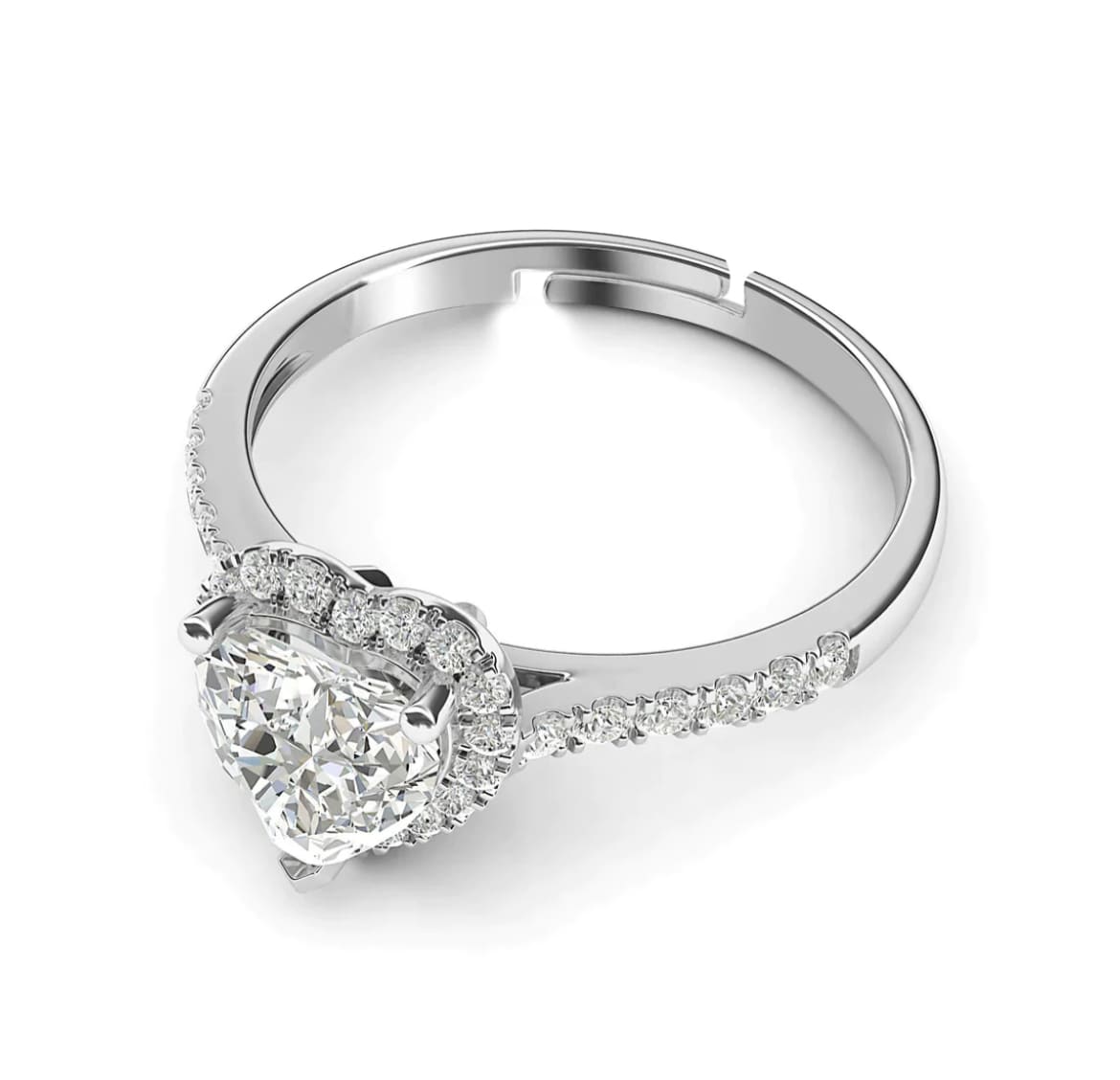Silver valentine halo heart ring