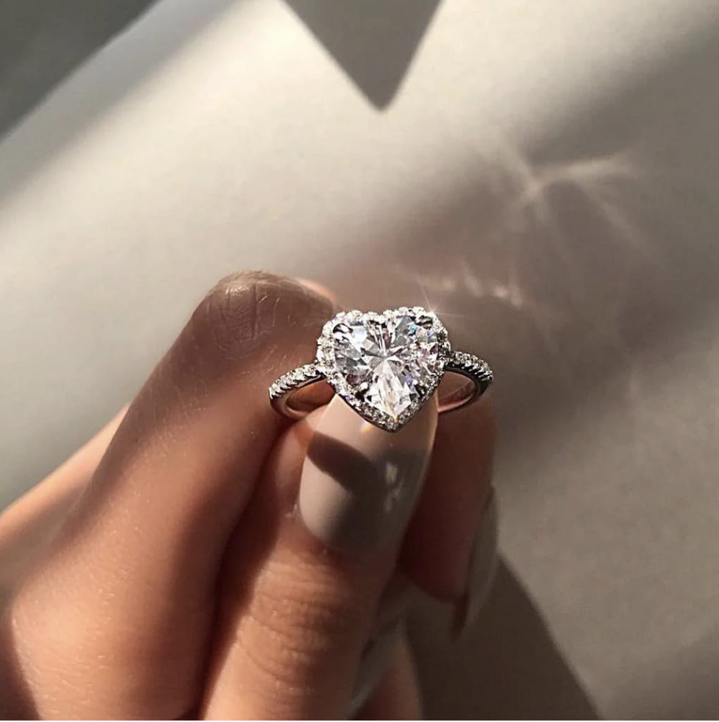 Silver valentine halo heart ring