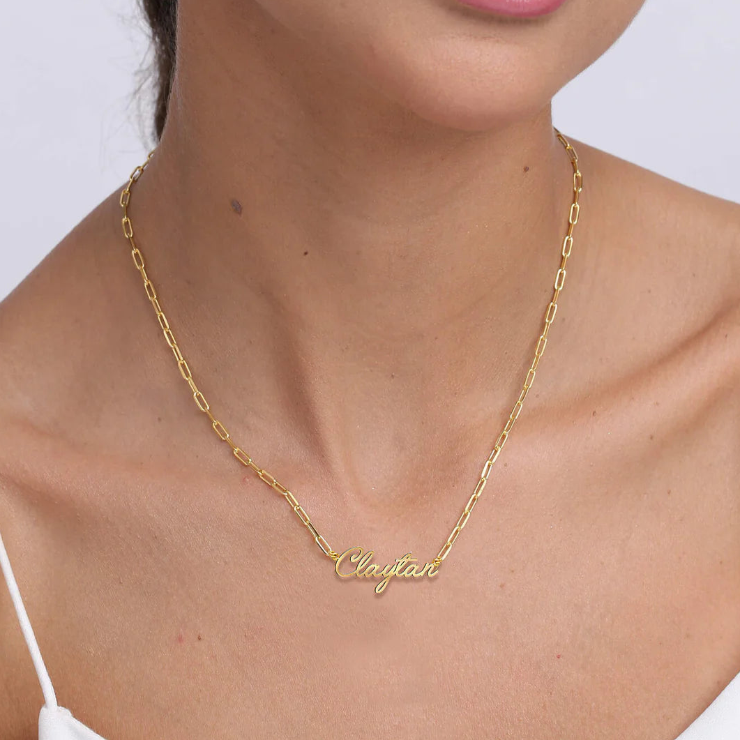 Personalised text paperclip chain necklace