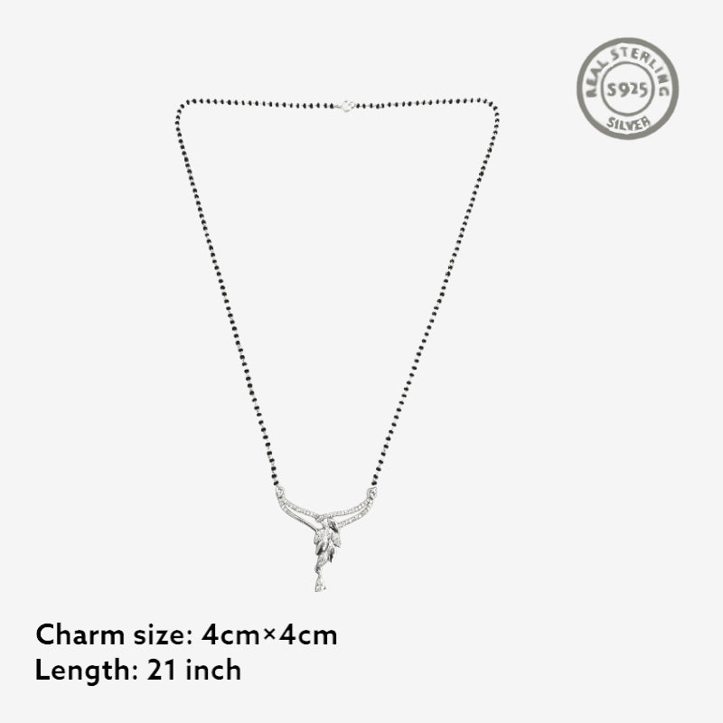 Floral Leaf Silver Mangalsutra