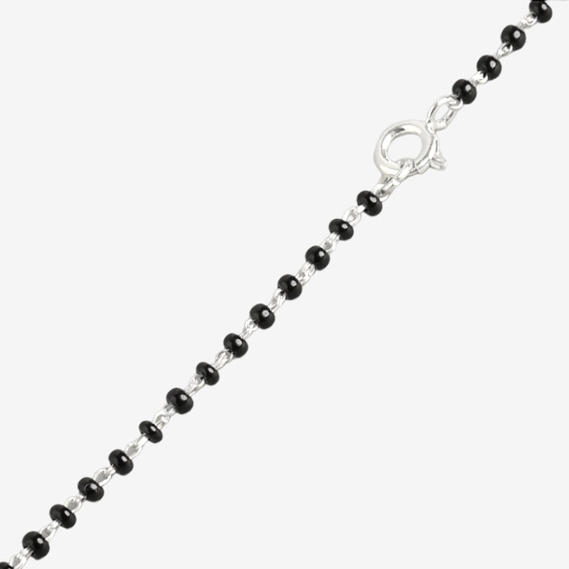 Floral Leaf Silver Mangalsutra