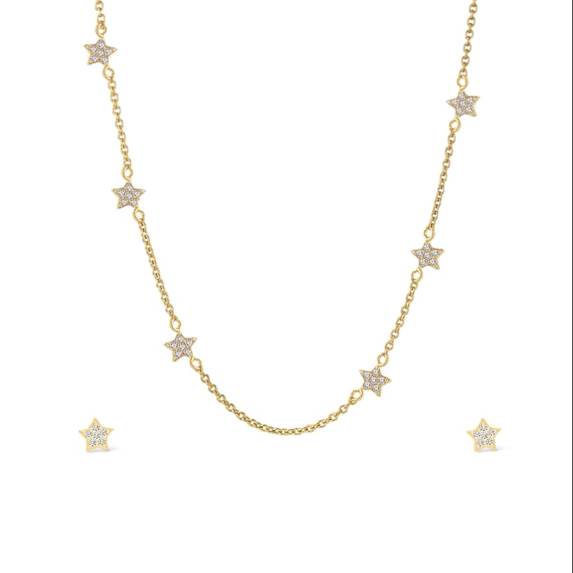 Star constillation 18k gold plated necklace set