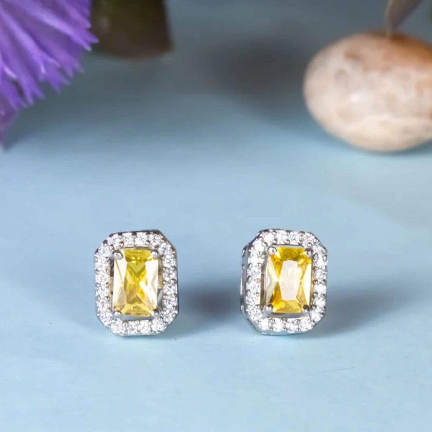 Ceterine Silver stud earrings