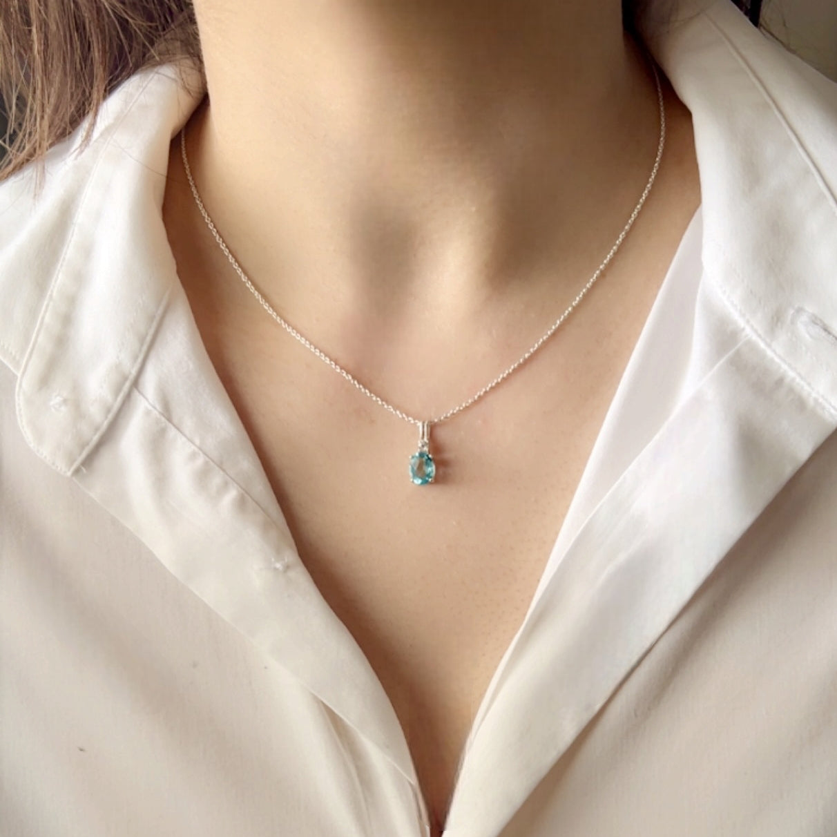 Blue Topaz Gemstone Necklace Set