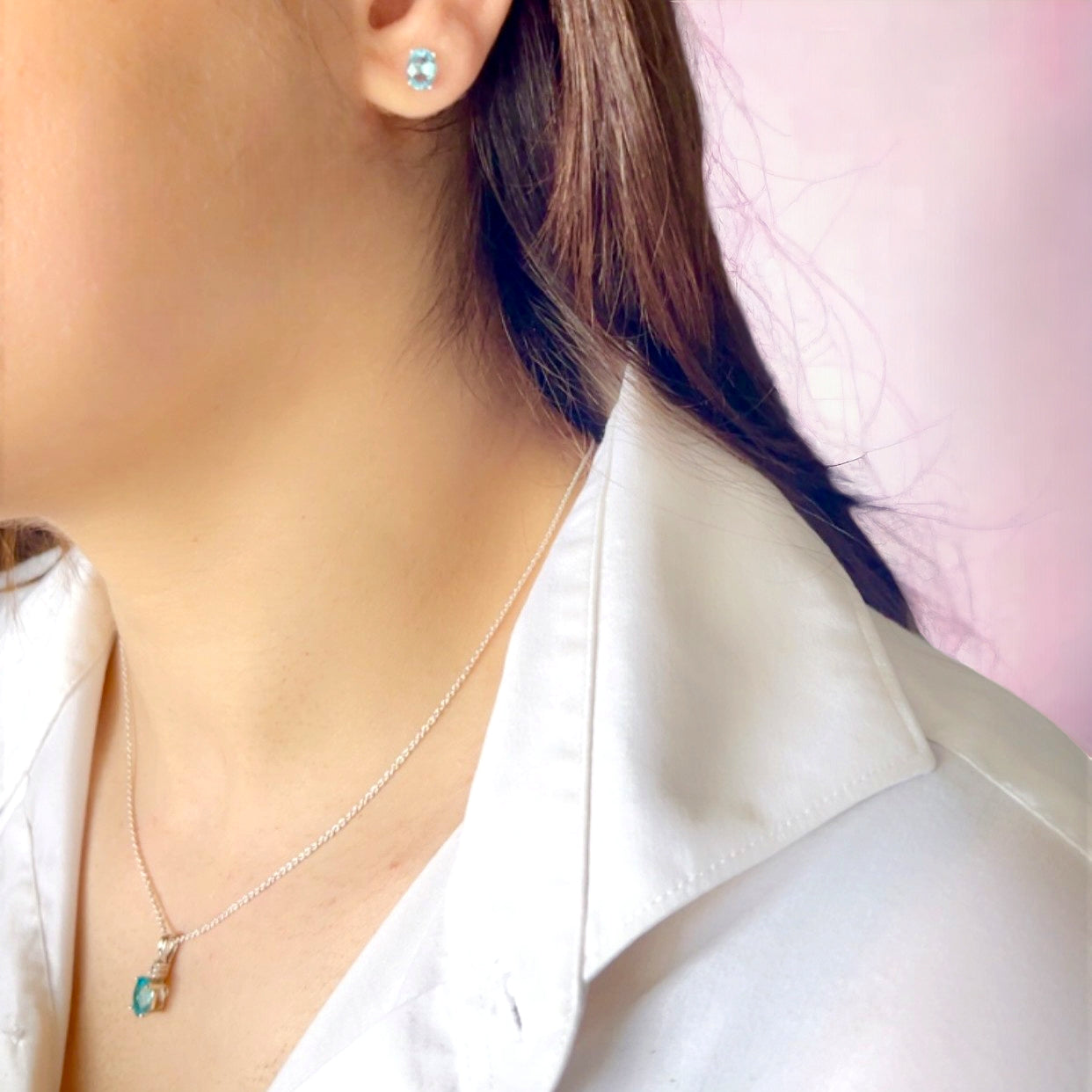 Blue Topaz Gemstone Necklace Set