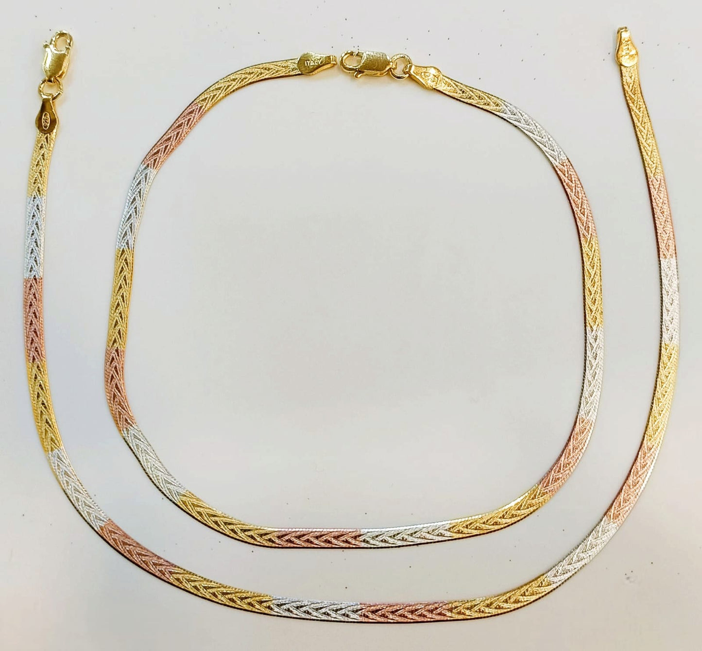 silver tri tone marine anklets