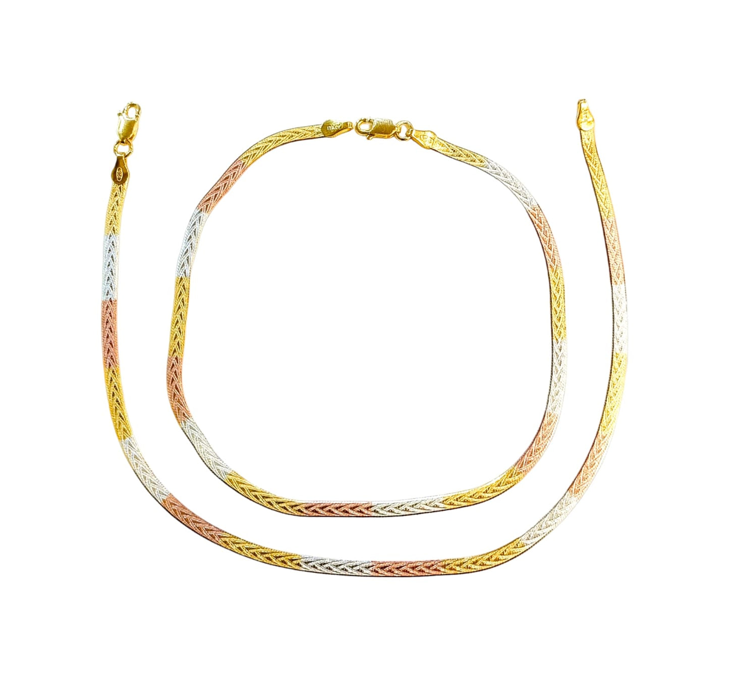 silver tri tone marine anklets