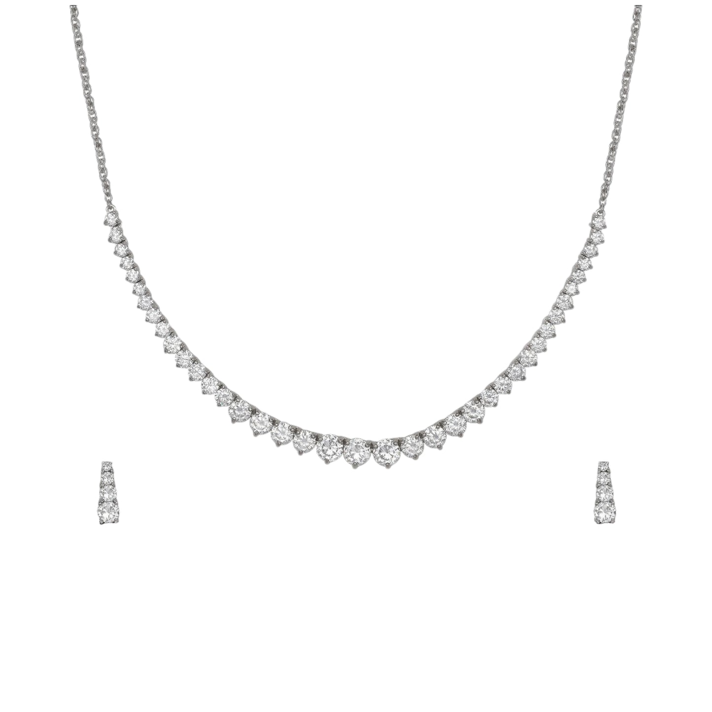 Minimal solitaire princess jewellery set