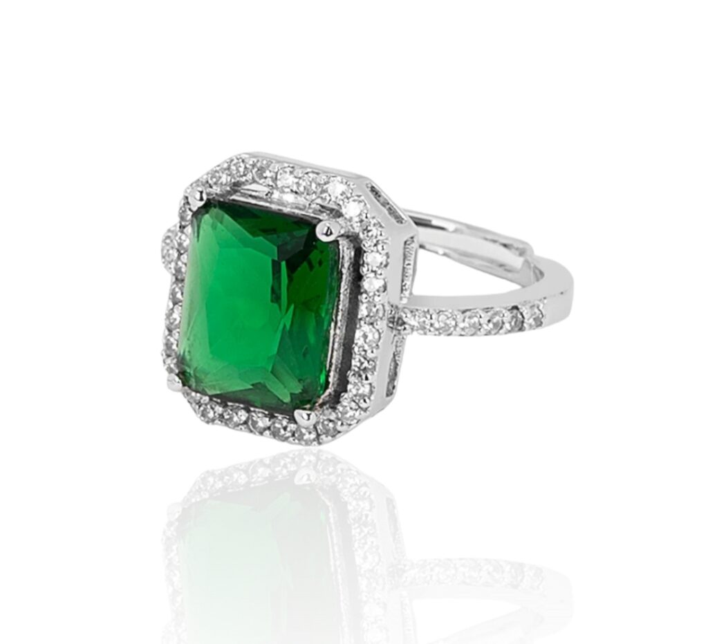 Emerald Green Silver Ring