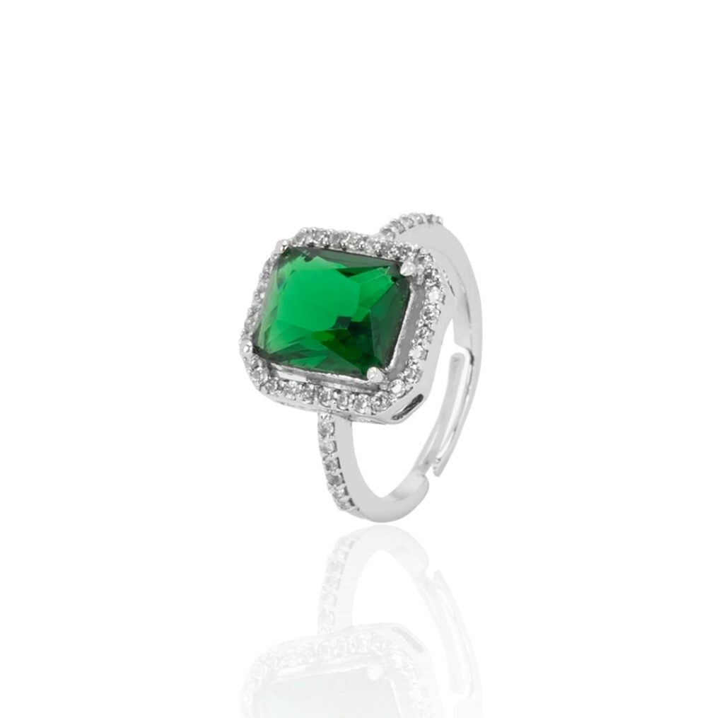 Emerald Green Silver Ring