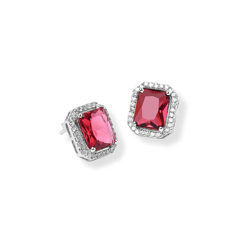 Red Ruby Silver Necklace Set