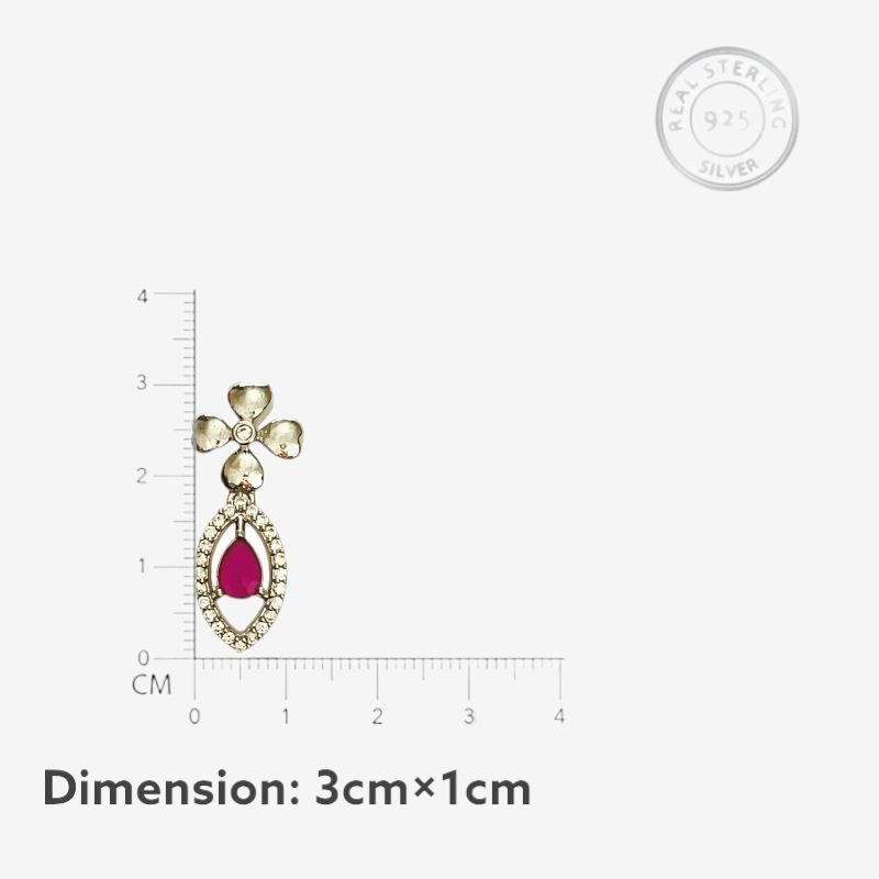 Ruby Pink Quartz Silver Necklace Set