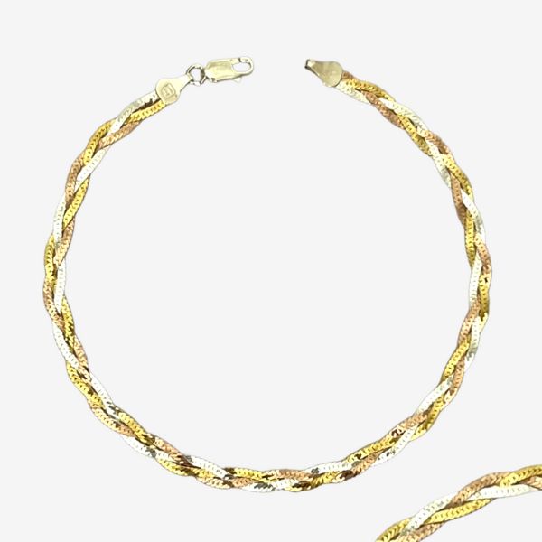Tricolour Silver Anklet