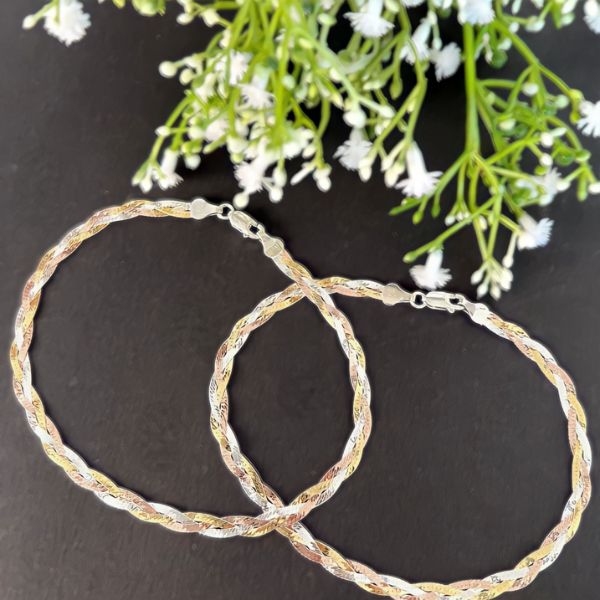 Tricolour Silver Anklet