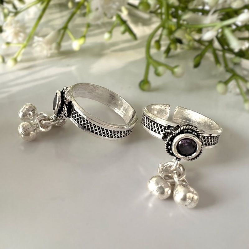 Purple Oxidised Silver Toe Rings