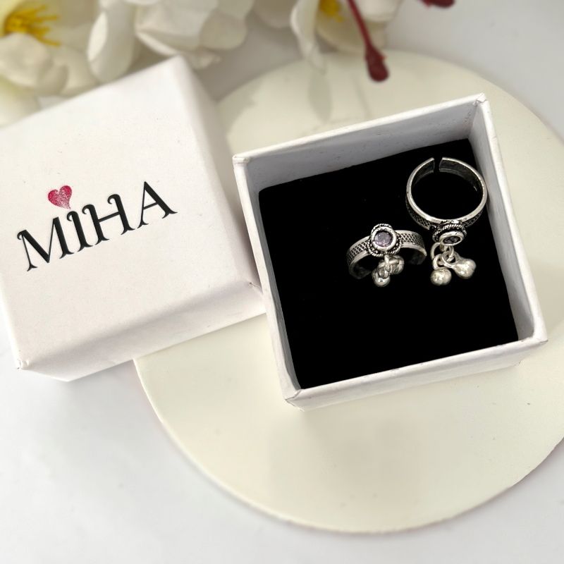 Purple Oxidised Silver Toe Rings
