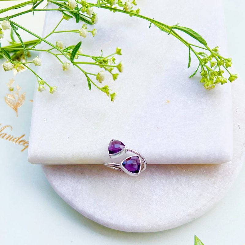 Amethyst Gemstone Silver Ring