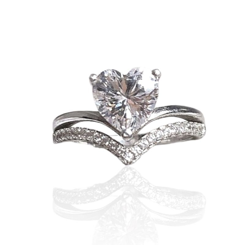 Heart Solitaire Dual Layer Ring