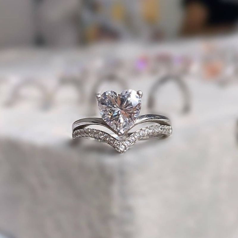 Heart Solitaire Dual Layer Ring