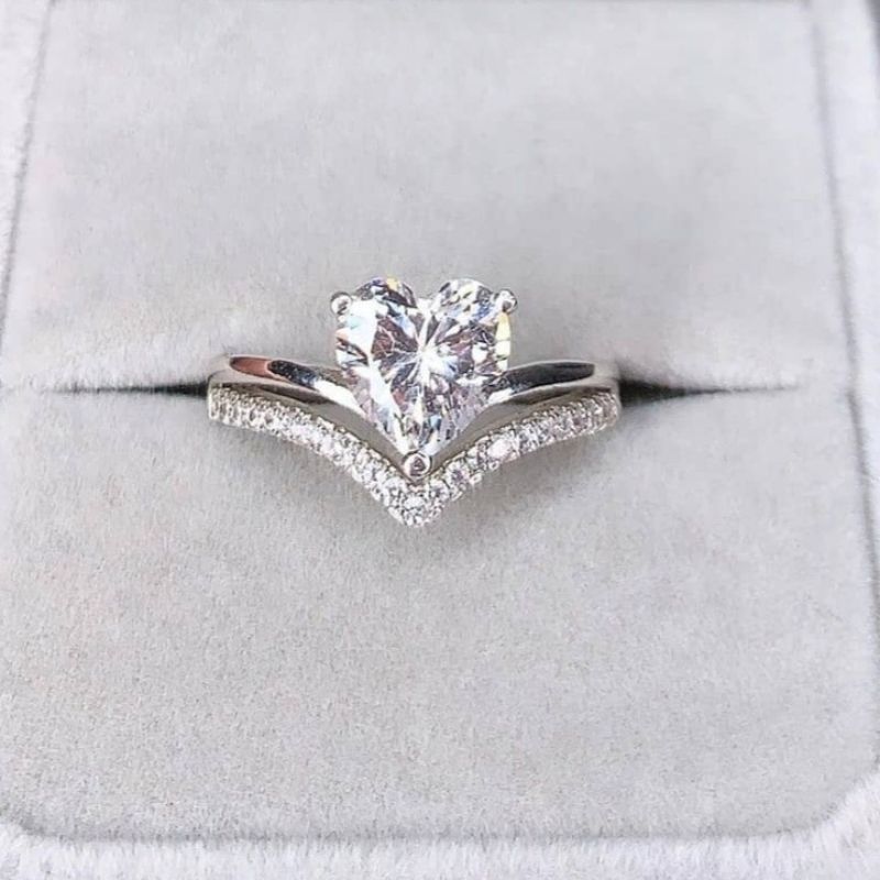 Heart Solitaire Dual Layer Ring