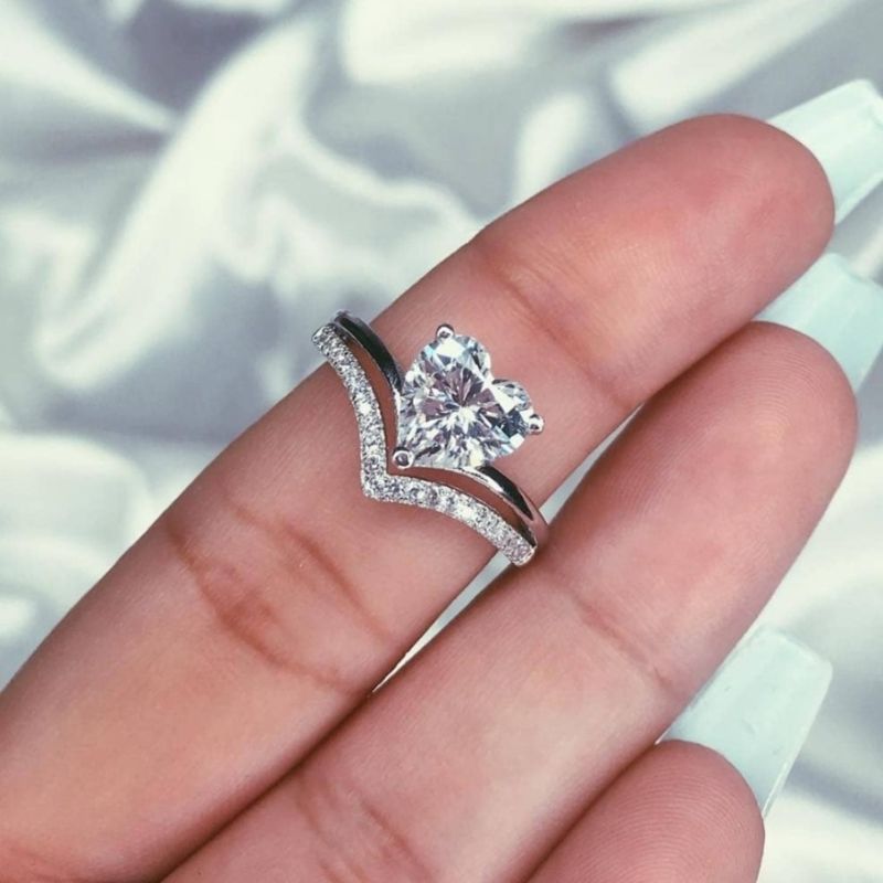 Heart Solitaire Dual Layer Ring