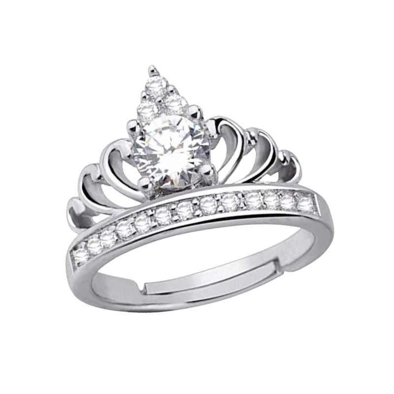 Silver zircon crown ring