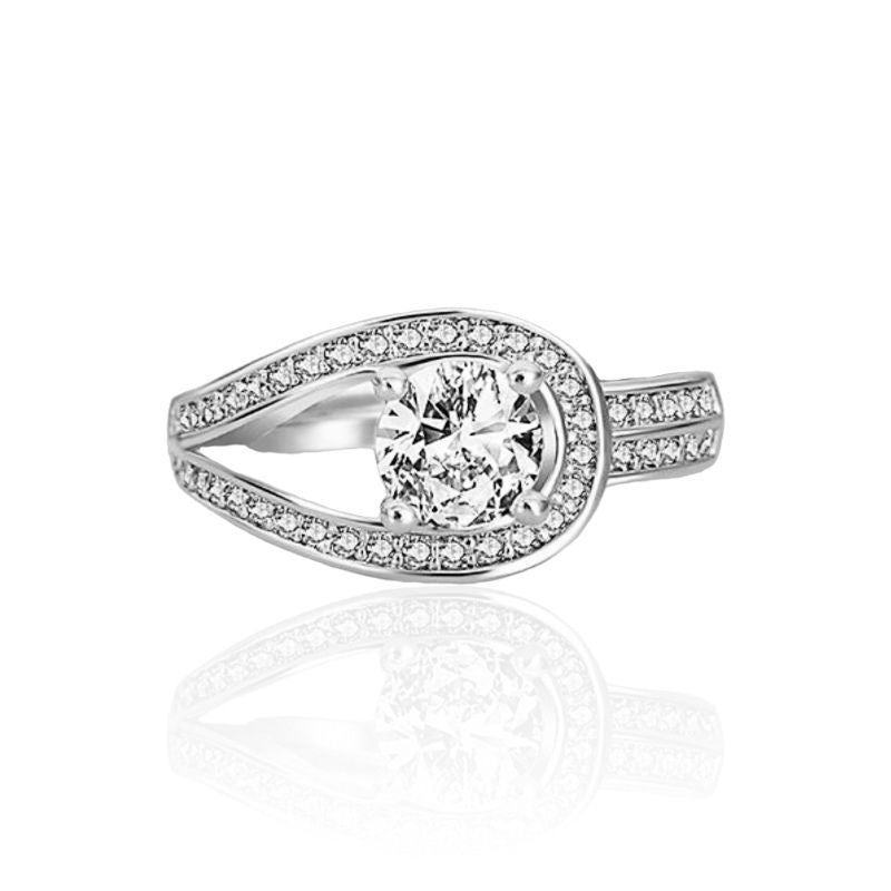 Solitaire Halo Silver Ring